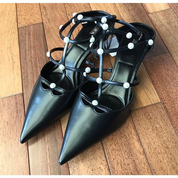 RARE!!! ZARA Strappy Embellished Heels NWT - Picture 8 of 16